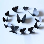 3D butterflies with magnet, house or event decorations, set of 12 pieces, black color, A14